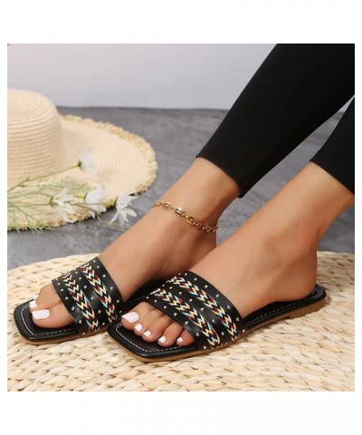 Women Breathable Open Toe Slippers Womens Flat Shoes Casual Bohemian Sandals Beach Sandals Flip Flops (White, 9) 6.5 Black $1...