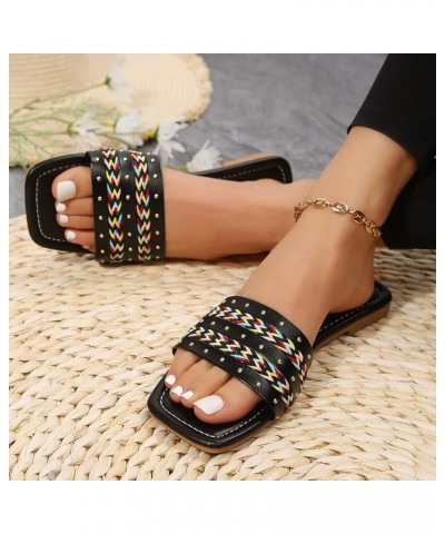 Women Breathable Open Toe Slippers Womens Flat Shoes Casual Bohemian Sandals Beach Sandals Flip Flops (White, 9) 6.5 Black $1...