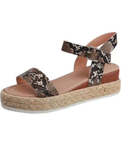 Espadrille Sandals for Women, Platform Sandals Women Chunky Heel Open Toe Sandals Summer Sandals with Buckle Strap Coffee $12...