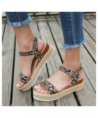 Espadrille Sandals for Women, Platform Sandals Women Chunky Heel Open Toe Sandals Summer Sandals with Buckle Strap Coffee $12...