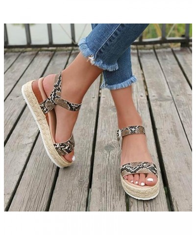 Espadrille Sandals for Women, Platform Sandals Women Chunky Heel Open Toe Sandals Summer Sandals with Buckle Strap Coffee $12...