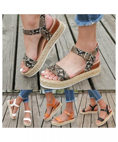 Espadrille Sandals for Women, Platform Sandals Women Chunky Heel Open Toe Sandals Summer Sandals with Buckle Strap Coffee $12...