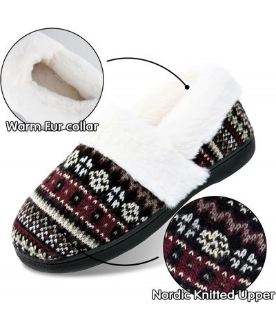 Women's Comfy House Slippers with Faux Fur Lining, Memory Foam Slip on House Shoes Nordic with Indoor Outdoor Anti-Skid Rubbe...