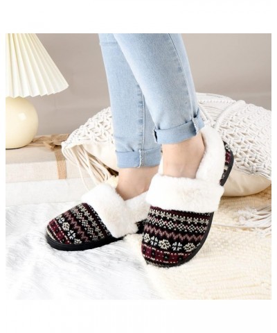 Women's Comfy House Slippers with Faux Fur Lining, Memory Foam Slip on House Shoes Nordic with Indoor Outdoor Anti-Skid Rubbe...