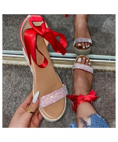 Women Solid Suede Roman Style Platform Sandals Buckle Strap Super High Heel Dressy Shoes Fish Mouth Slip on Wedge Sandals Red...