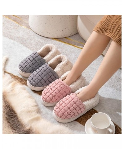 Men & Womens Slippers Fahsion Couple Winter Lightweight Home Thick Bottom Cotton Shoes Exquisite Furry Lined Moccasins A-grey...