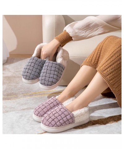 Men & Womens Slippers Fahsion Couple Winter Lightweight Home Thick Bottom Cotton Shoes Exquisite Furry Lined Moccasins A-grey...