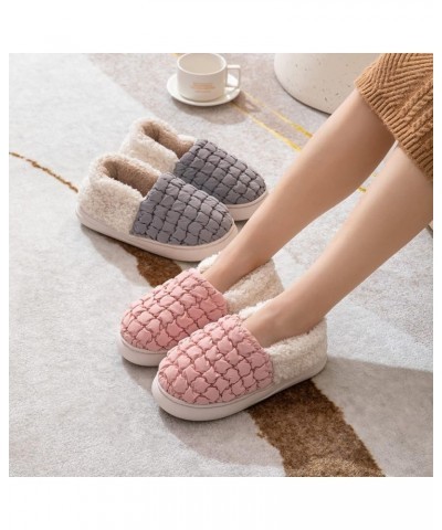 Men & Womens Slippers Fahsion Couple Winter Lightweight Home Thick Bottom Cotton Shoes Exquisite Furry Lined Moccasins A-grey...