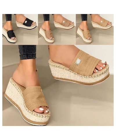 Sandals for Women Casual Summer Espadrilles Sandals Shoes Ankle Buckle Ladies Flip Flops Dressy Summer Peep Toe Shoes Z2-blac...