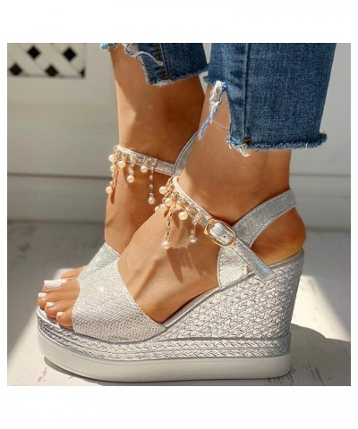 Sandals Women Silver Flats Women Flip Flops Women Slides Platform Sneakers Women Wedge Sandals Heeled Sandals For Wome Silver...