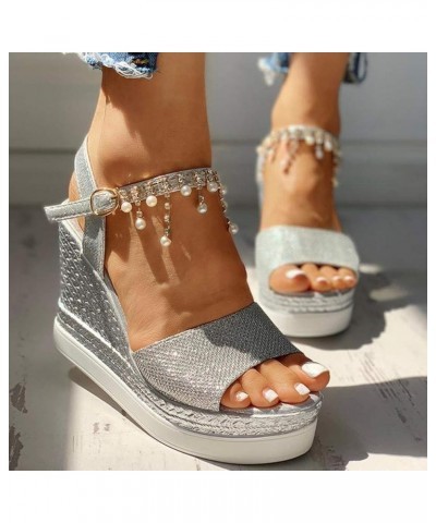 Sandals Women Silver Flats Women Flip Flops Women Slides Platform Sneakers Women Wedge Sandals Heeled Sandals For Wome Silver...