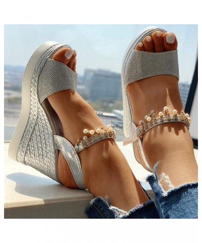 Sandals Women Silver Flats Women Flip Flops Women Slides Platform Sneakers Women Wedge Sandals Heeled Sandals For Wome Silver...