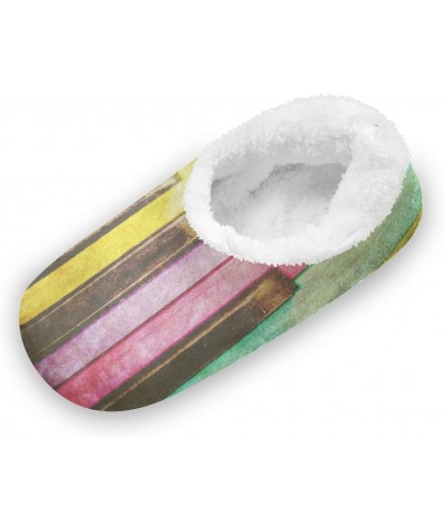 Men's and Women's Slippers, Wooden Rainbow Music Piano Keys House Slippers Non Slip Home Hotel Spa Slippers Fuzzy Memory Foam...