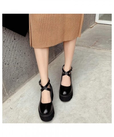 Women's Cross Strap Platform Mary Janes Gothic Pumps High Chunky Heels Buckle Shoes Black Style 1 $32.46 Pumps