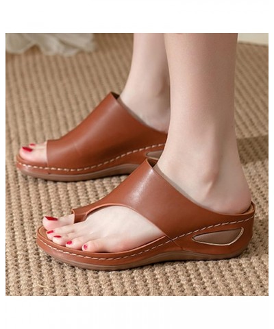 Slippers For Womens Bohemian Crystal Shoes Roman Wedges Sandals Slippers Z 02-brown $16.93 Sandals