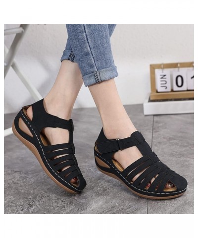 Womens Orthopedic Dress Shoes Plantar Fasciitis Shoe Arch Support Womens Sandals with Arch Support Strappy Black Sandals Slid...