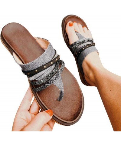 Sandals for Women Summer 2021 Womens Sandals Open Toe Flip Flops Slippers Casual Summer Beach Wedge Sandals X04-black $9.23 S...