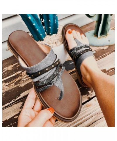 Sandals for Women Summer 2021 Womens Sandals Open Toe Flip Flops Slippers Casual Summer Beach Wedge Sandals X04-black $9.23 S...