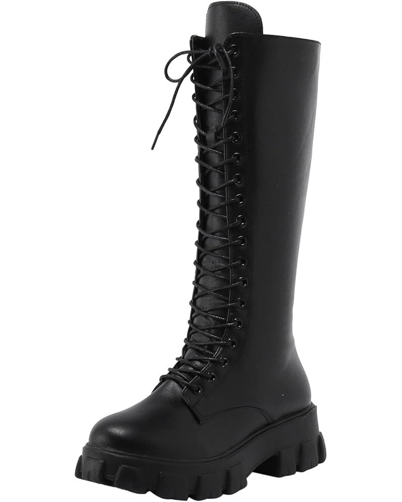 Women Boots Winter Over Knee Long Boots Ladies Fashion Solid Color Chunky High Heel Stretch Over Knee Boots A128-black $25.66...