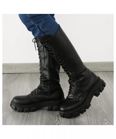 Women Boots Winter Over Knee Long Boots Ladies Fashion Solid Color Chunky High Heel Stretch Over Knee Boots A128-black $25.66...