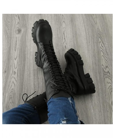 Women Boots Winter Over Knee Long Boots Ladies Fashion Solid Color Chunky High Heel Stretch Over Knee Boots A128-black $25.66...