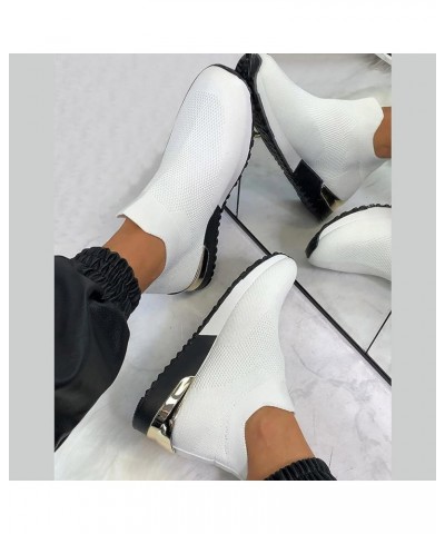 Runing Women Shoes Breathable Solid Outdoor Shoes Mesh Color Sports Women's Womens Lace up Sneakers White $16.34 Fashion Snea...