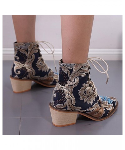 Black Platform Boots Short Wellies Women Mid-Calf Boots Anti-Slip Snow Boots 2-blue $31.69 Boots