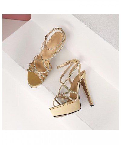 Women's Platform Stiletto Heels Open Toe Strappy Pumps for Party Event Night Dress Gold $39.90 Pumps