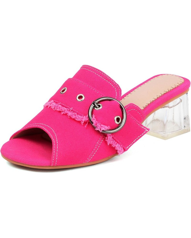 Fashion Denim Heels Mules for Women Slip on Sandals Backless 215 Cherry $23.09 Sandals