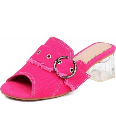 Fashion Denim Heels Mules for Women Slip on Sandals Backless 215 Cherry $23.09 Sandals