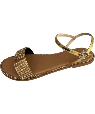 extra wide shoes for women, Women's Summer Flat Sandals Outdoor Casual Crystal Buckle Strap Sandals Z 03-gold $13.50 Sandals