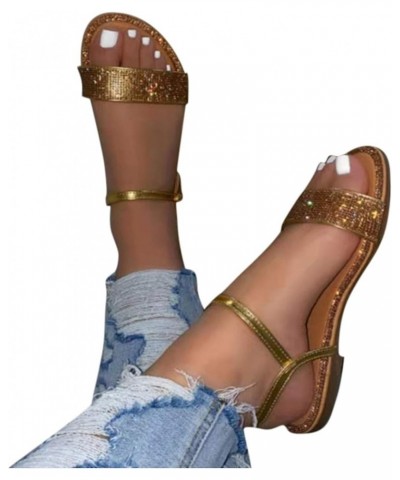 extra wide shoes for women, Women's Summer Flat Sandals Outdoor Casual Crystal Buckle Strap Sandals Z 03-gold $13.50 Sandals