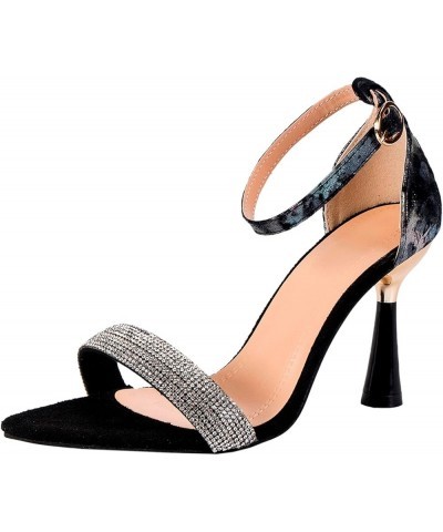 Open Toe Summer Beach Sandals for Women Point Toe High Heel Party Sandal with Sexy Ankle Buckle Dressy Sandal Black $14.82 At...