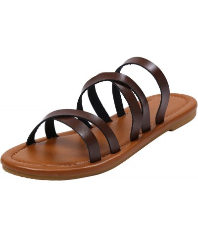 Orthotic Sandals for Women, Women's Flat Sandals Strappy Sandals Dressy Summer Ankle Strap Open Toe Sandals A-brown $12.38 Sa...