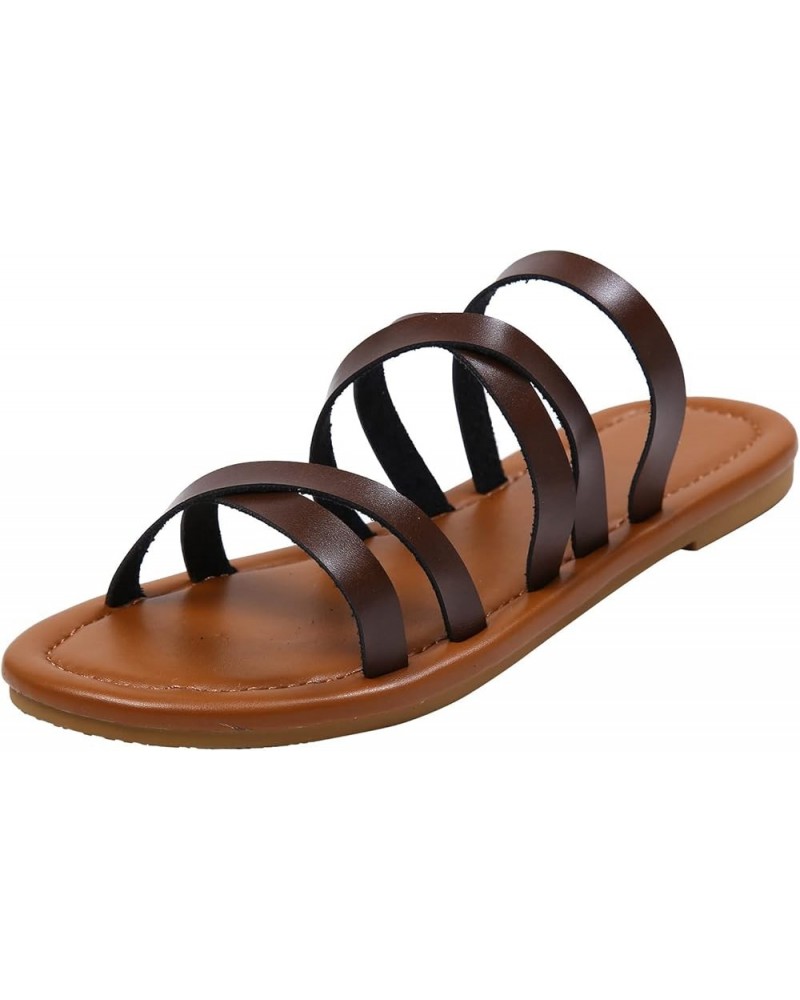 Orthotic Sandals for Women, Women's Flat Sandals Strappy Sandals Dressy Summer Ankle Strap Open Toe Sandals A-brown $12.38 Sa...