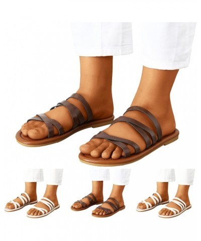 Orthotic Sandals for Women, Women's Flat Sandals Strappy Sandals Dressy Summer Ankle Strap Open Toe Sandals A-brown $12.38 Sa...