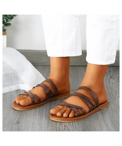 Orthotic Sandals for Women, Women's Flat Sandals Strappy Sandals Dressy Summer Ankle Strap Open Toe Sandals A-brown $12.38 Sa...