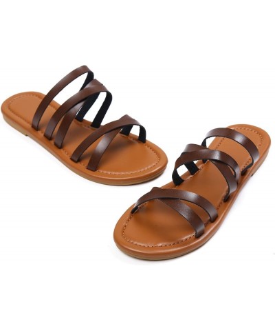 Orthotic Sandals for Women, Women's Flat Sandals Strappy Sandals Dressy Summer Ankle Strap Open Toe Sandals A-brown $12.38 Sa...