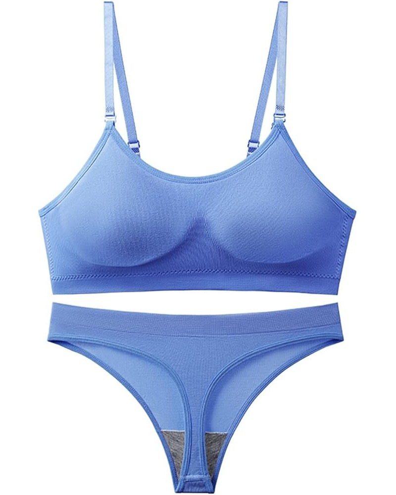 Plus Size Seamless Comfortable Yoga Gym Sport Women Two Piece Set Bra and Panties Sleep Wear Man Underwear 2t Blue $9.33 Athl...