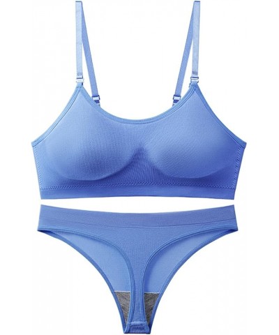 Plus Size Seamless Comfortable Yoga Gym Sport Women Two Piece Set Bra and Panties Sleep Wear Man Underwear 2t Blue $9.33 Athl...