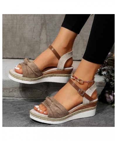 Wedge Sandals for Women 2024 Espadrilles Low Wedge Womens Sandals Casual Summer Dressy Platform Sandals Ladies Open Toe Buckl...