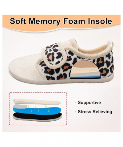 Womens Mens House Slippers Soft Indoor and Outdoor Slippers Slip on Memory Foam Bedroom Slippers Home Shoes Beige Leopard $14...