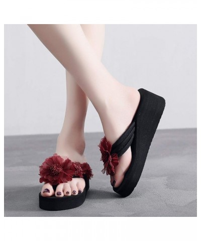 Flip Flops For Women Beach Wedge Slides For Women ' Sandals Women Walking Sandals Women Heels Wedge Women Fla 7-wine $15.32 S...