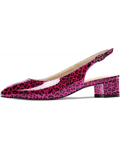 Women's Ankle Strap Square Toe Slingback Patent Leather Chunky Low Heel Pumps Shoes 1.5 Inch Purple Leopard $35.19 Pumps