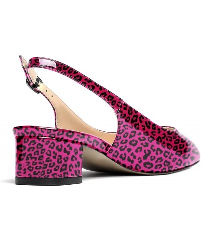 Women's Ankle Strap Square Toe Slingback Patent Leather Chunky Low Heel Pumps Shoes 1.5 Inch Purple Leopard $35.19 Pumps