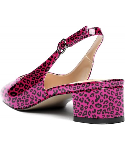 Women's Ankle Strap Square Toe Slingback Patent Leather Chunky Low Heel Pumps Shoes 1.5 Inch Purple Leopard $35.19 Pumps