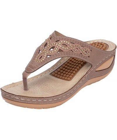 Summer Women Fashion Clip Toe Wave Embroidery Sandals Z 21-brown $13.22 Athletic Shoes