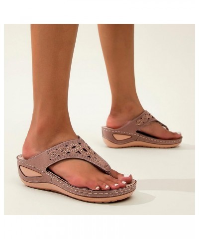 Summer Women Fashion Clip Toe Wave Embroidery Sandals Z 21-brown $13.22 Athletic Shoes