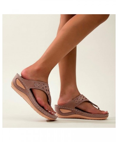 Summer Women Fashion Clip Toe Wave Embroidery Sandals Z 21-brown $13.22 Athletic Shoes