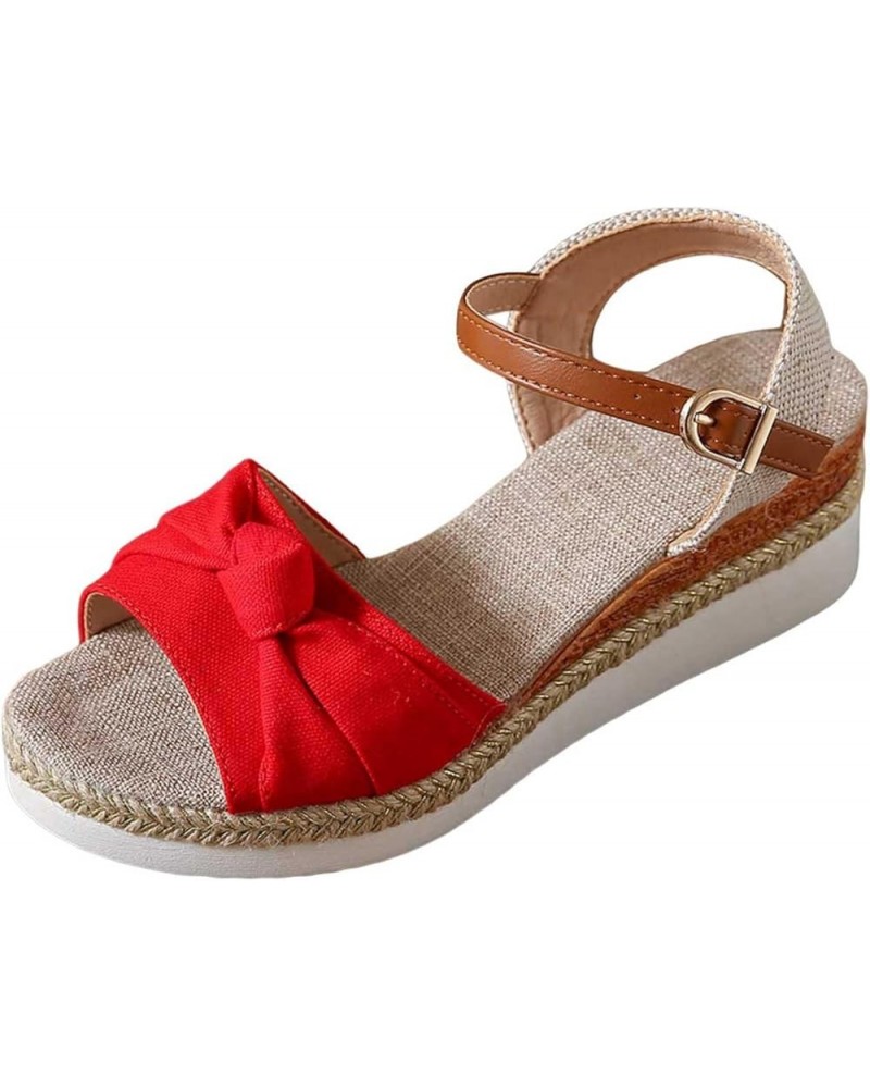 Womens Casual Two Strap Sandals Summer Boho Flip Flops Athletic Yoga Mat Cushion Flatform Flats 106-ibzwp-red-8 $15.44 Fashio...